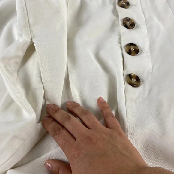 White contemporary high waist button fly wide pull on leg pants sz Extra large - Picture 12 of 17